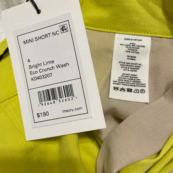 Theory mini shorts Lime small - Picture 3 of 4